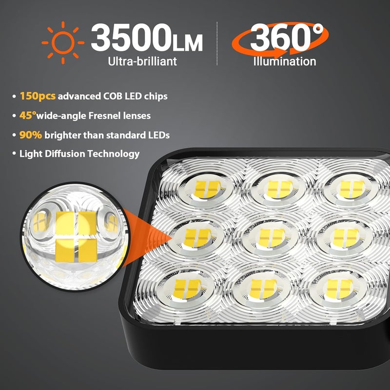 WdtPro Solar Lights Outdoor Flood Light, 3500LM Bright Motion Sensor Outdoor Lights, 3 Heads & Upgrade Glass Panel, LED Solar Powered Security Light Spotlights Waterproof for Outside Yard-2Pack - Image 2